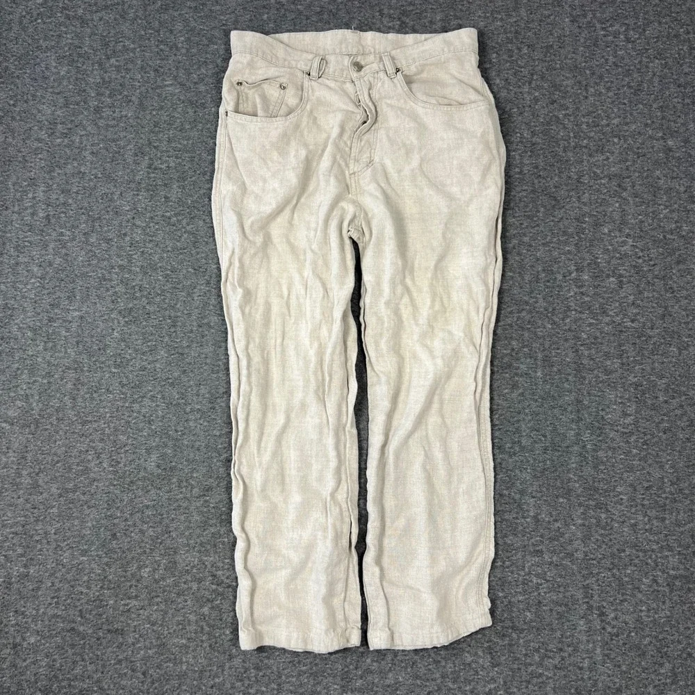 Vintage GAP 100% Linen Pants Mens 31 (Actual 30x26) Gray Straight Leg Trousers